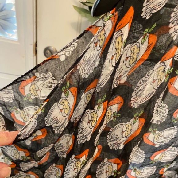 Lightweight Semi Sheer Jolly Santa Claus. Christmas Caftan Kimono Cardigan SS OS - Picture 3 of 5